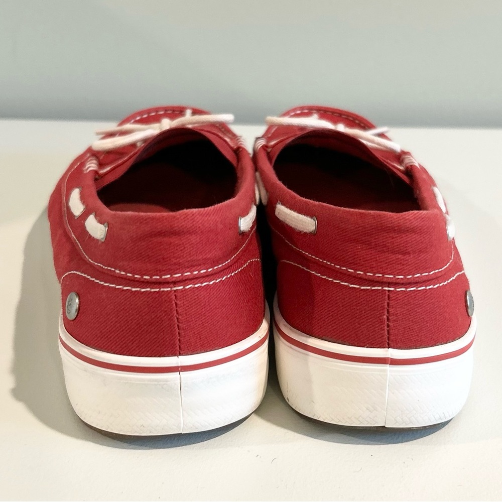 Grasshoppers Red Canvas Slip-On Loafers Boat Shoes Bow Tie Comfort Casual Size 8 - Picture 5 of 7